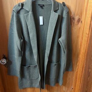 Talbots Green Open-Front Cardigan with Pockets